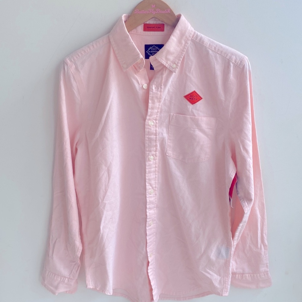 (A6) St. John’s Bay‎ Pink Soft wash Cotten button down unisex, Size Small, NWT